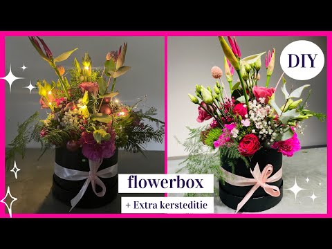 , title : 'Flowerbox 🌸 met extra KERSTEDITIE! 🎄✨| Cursus Bloemschikken #188 | Carlein Tukkers'