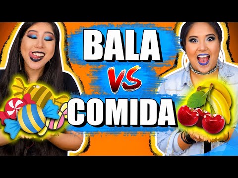 BALA VS COMIDA - CHALLENGE | Blog das irmãs Video