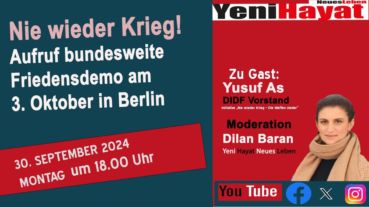 Nie wieder Krieg - Aufruf Bundesweite Friedensdemo am 3. Oktober in Berlin