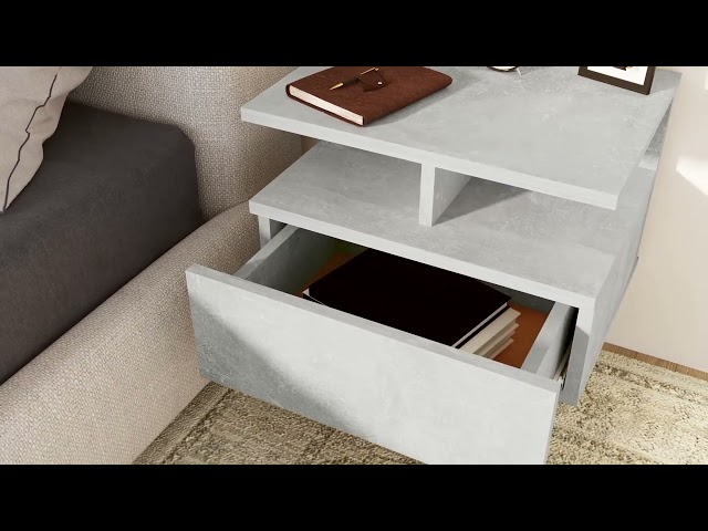 Video Teaser für 800413 vidaXL Floating Nightstand Concrete Grey 40x31x27 cm Engineered Wood