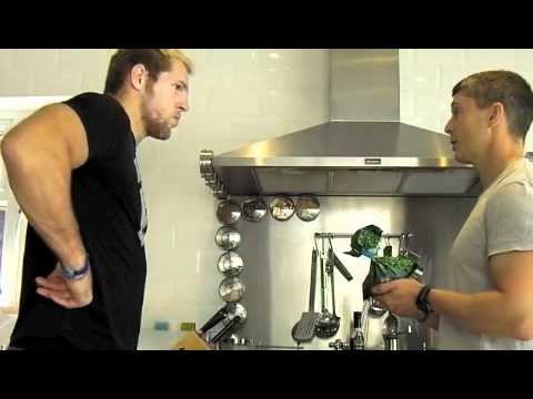 James Haskell and Matt Lovell making an omelette