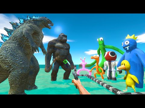I Rescues Rainbow Friends and Fights Godzilla 2014 and King Kong - Animal Revolt Battle Simulator