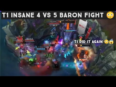 T1 insane 4 vs 5 baron fight | T1 vs KDF | 2022 Lck summer split