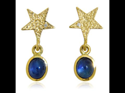  Cercei Stud Aur 14k Safire Netratate de Ceylon Diamante Naturale - Lumina si Echilibru
