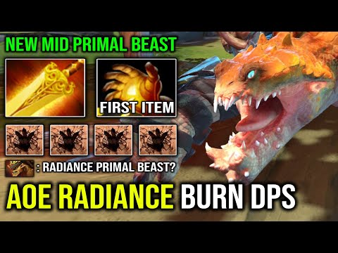 How to Carry Mid Primal Beast | AoE Radiance Burn DPS 1st Item Midas Crazy Stomping Enemy Dota 2
