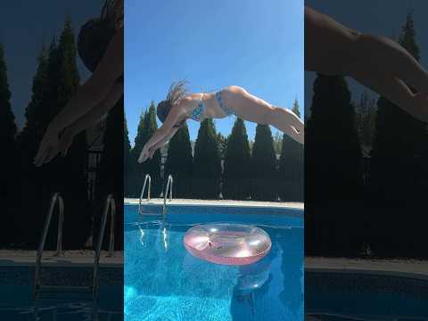 Crazy TRICK DIVE Over Floatie into Swimming Pool #shorts