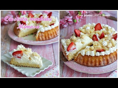 Crostata morbida mimosa con crema e fragole