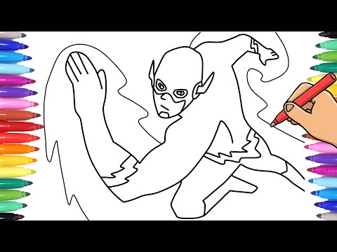 FLASHHHH !!! How to Draw THE FLASH with Sharpie Marker - Superheroes Coloring Pages for Kids