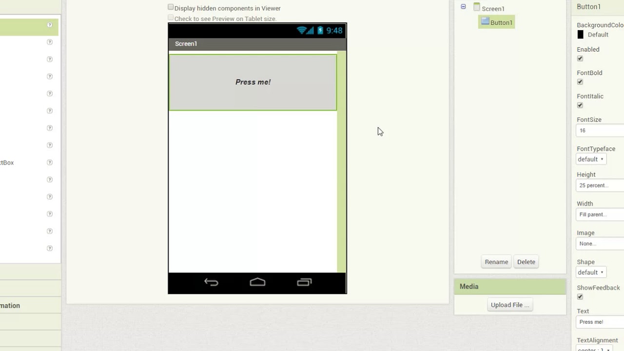 MIT App Inventor - Using the Button