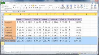 Excel 2010 - Insert Rows and Columns