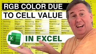 Excel - RGB Color Based on Cell Value: Episode 1633