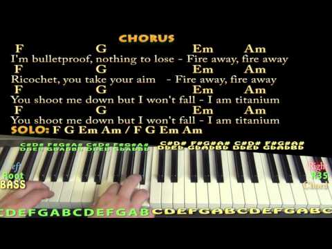 Titanium (David Guetta) Piano Cover Lesson in C with Chords/Lyrics