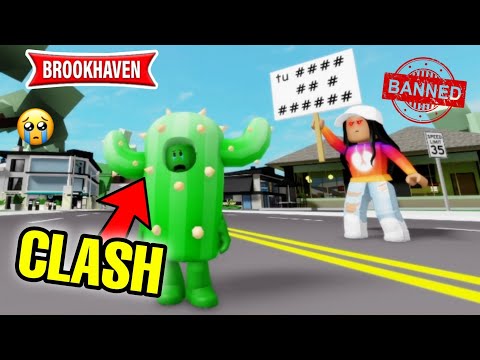 CACTUS GETS CLASHED AND BAN FROM A RANDOM SERVER ON BROOKHAVEN! ROBLOX - BROOKHAVEN RP