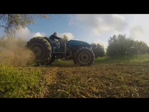 Rotavating the Olive Grove.