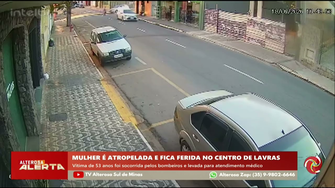 Mulher é atropelada no centro de Lavras