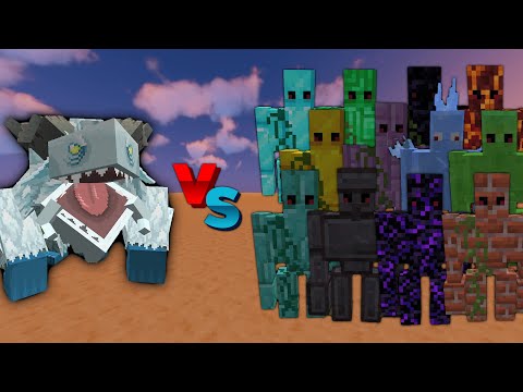 Frostmaw vs All Golems in Minecraft | Extra Golems vs Mowzie's Mobs