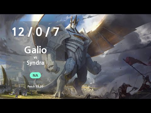 Galio Mid vs Syndra - NA GrandMaster Patch 13.20