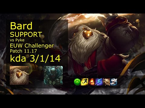 Bard Support vs Pyke - EUW Challenger 3/1/14 Patch 11.17 Gameplay