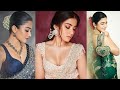 Rashmika Mandanna Latest Looks With Green Organza Silk Saree And Ivory Lehenga Photoshoot Part 8