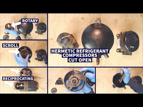 Scroll, reciprocating, rotary hermetic refrigerant compresso...