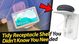 Receptacle Google Home / Alexa Wall Outlet Shelf | Space-Saving Wall Shelf for Smart Devices