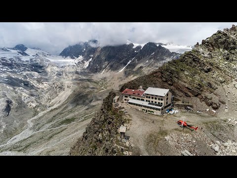 Rifugio Marinelli, ghiacciai Scerscen e coperte dalle nuvole le vette del Bernina | Drone Anafi 4K