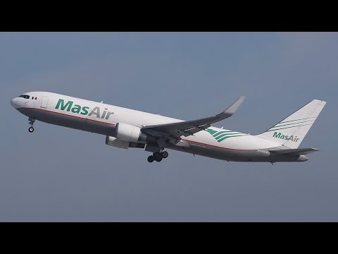 MAS Air Cargo Boeing 767-300ERF [N420LA] Departing LAX.