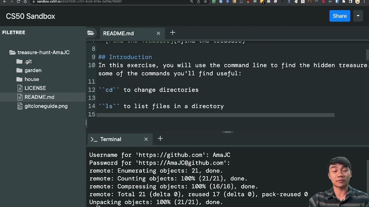 CPSC121 Lab 1.3 - How to Clone a GitHub Repo into CS50 Sandbox