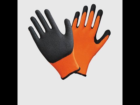 Orange Nylon Shell With Black Crinkle Latex Palm Coated Gloves