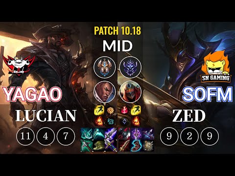 JDG Yagao Lucian vs SN SofM Zed Mid - KR Patch 10.18