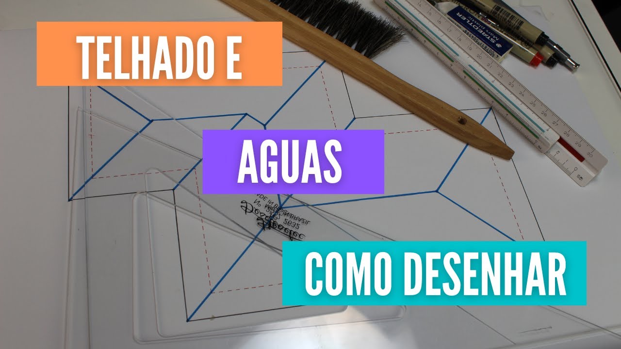 Divisão de águas da cobertura e a fachada de uma casa - Desenho Arquitetônico
