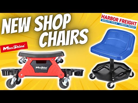 NEW SHOP CHAIRS | Harbor Freight & Maxshine | Creeper Seat with Wheels