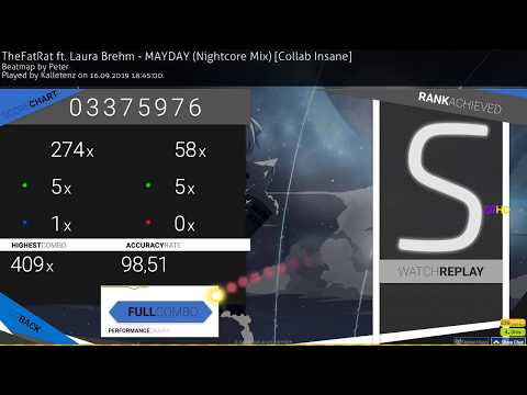 TheFatRat ft. Laura Brehm - MAYDAY (Nightcore Mix) [Collab Insane] | +HDDT 98.51%  | 275pp