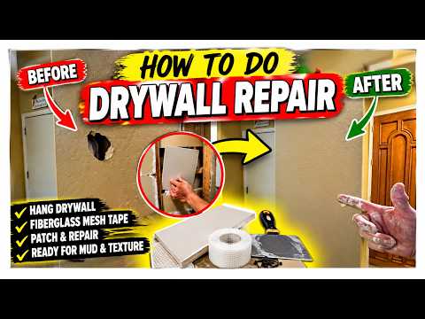 PART #1 Punched a hole in the wall Sheetrock Repair with Fiberglass Mesh