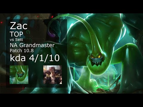 Zac Top vs Sett - NA Grandmaster 4/1/10 Patch 10.8 Gameplay