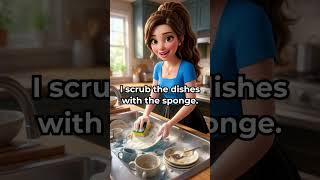 Real English While Washing Dishes! Simple & Natural Daily Sentences | Kiwi English