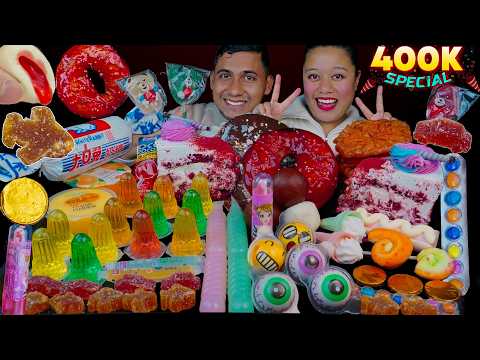 🎉 400K Celebration 🍫🍬 Enjoying Lots of Sweets, Chocolates & Jellies 🎊 with My Husband ♥️