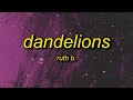 1 HOUR Ruth B Dandelions Slowed Reverb Lyrics Cause I M In A Field Of Dandelions