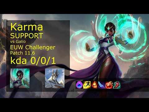 Karma Support & Jinx vs Galio & Kai'Sa - EUW Challenger 0/0/1 Patch 11.6 Gameplay