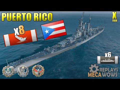 Cruiser Puerto Rico Awesome 8 Kills on Sea of Fortune Map | World of Warships