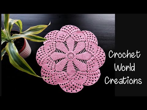 Crochet Doily, Unique Crochet Pattern , Step by Step Instructions #thalposh #crochetworldcreations
