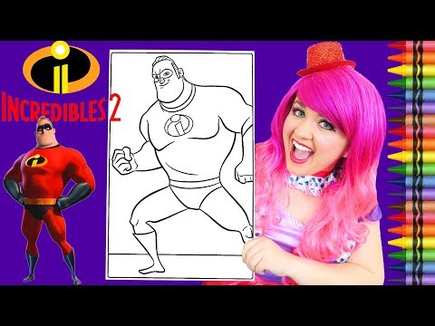 Coloring Incredibles 2 Mr. Incredible GIANT Coloring Book Page Crayola Crayons | KiMMi THE CLOWN Video