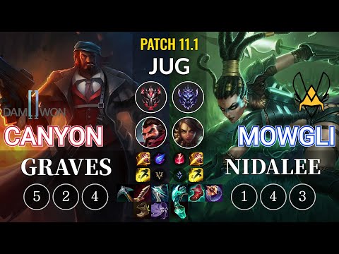 DWG Canyon Graves vs VIT Mowgli Nidalee Jungle - KR Patch 11.1