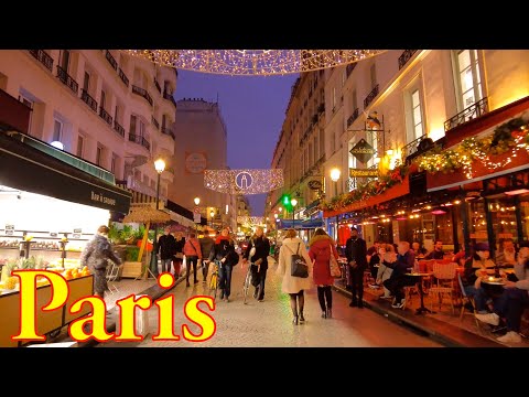Paris, France 🇫🇷 - Paris Christmas Walk 2021 4K | Paris Night Walk 4K | Paris 4K | A Walk In Paris
