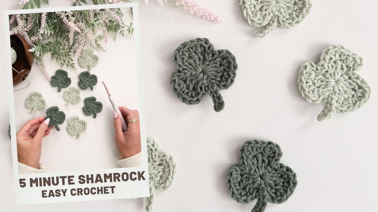 How to Crochet a Shamrock Applique | Easy 5 Minute St Patrick’s Day Pattern