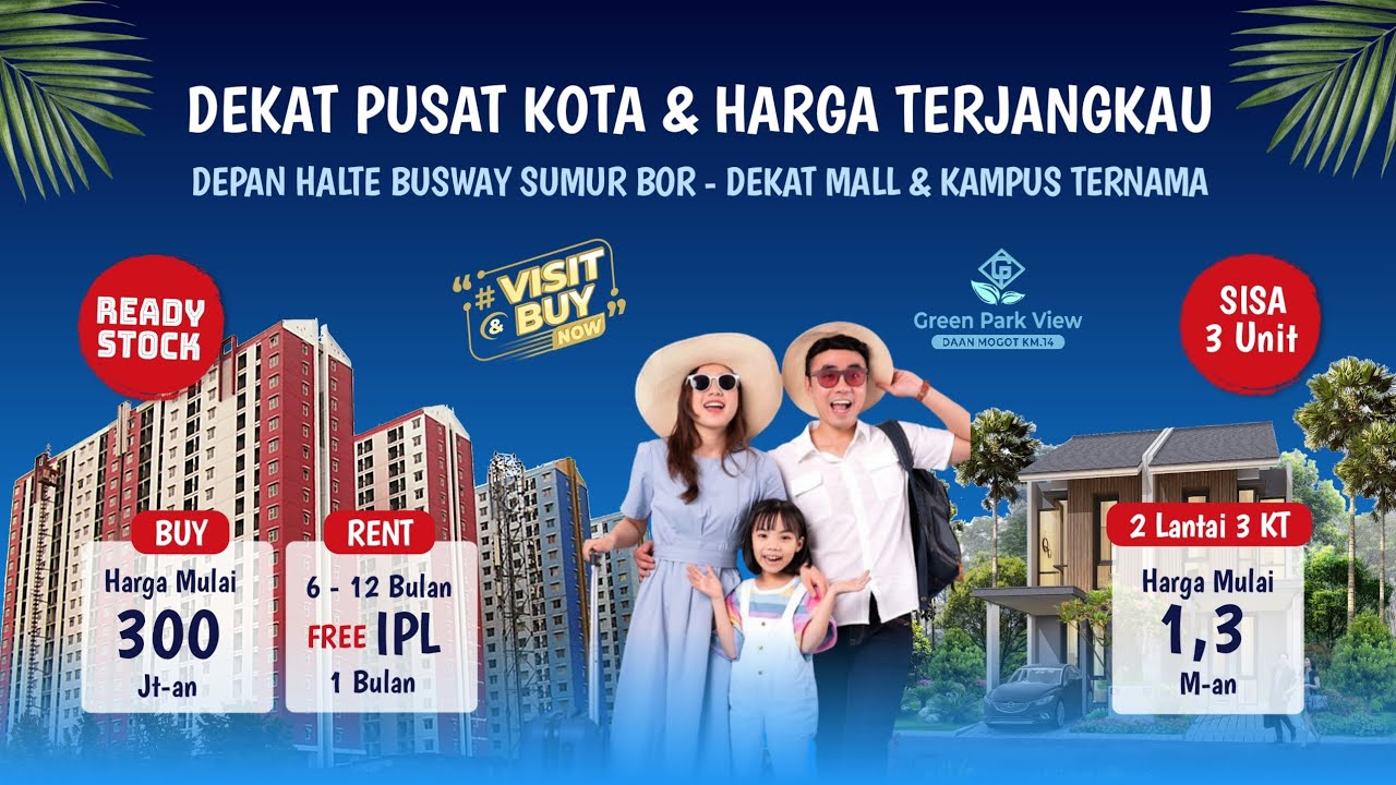 Dijual / Disewa Apartemen 2kt 1km Di Green Park View Daan Mogot