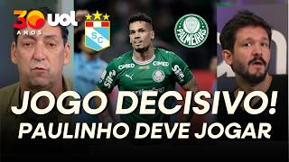 PALMEIRAS TERÁ JOGO DECISIVO CONTRA O SPORTING CRISTAL, E PAULINHO DEVE RECEBER MINUTOS, ANALISA PVC