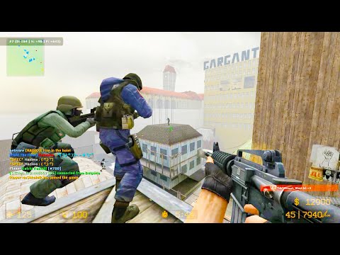 Counter Strike Source - Zombie Escape Nemesis Mod online gameplay on ze_rooftop_runaway2 map
