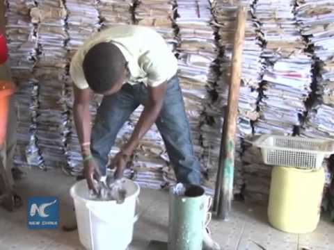 Man uses invasive plant water hyacinth for paper production