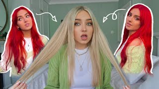 How I got my hair from RED to BLONDE *✧